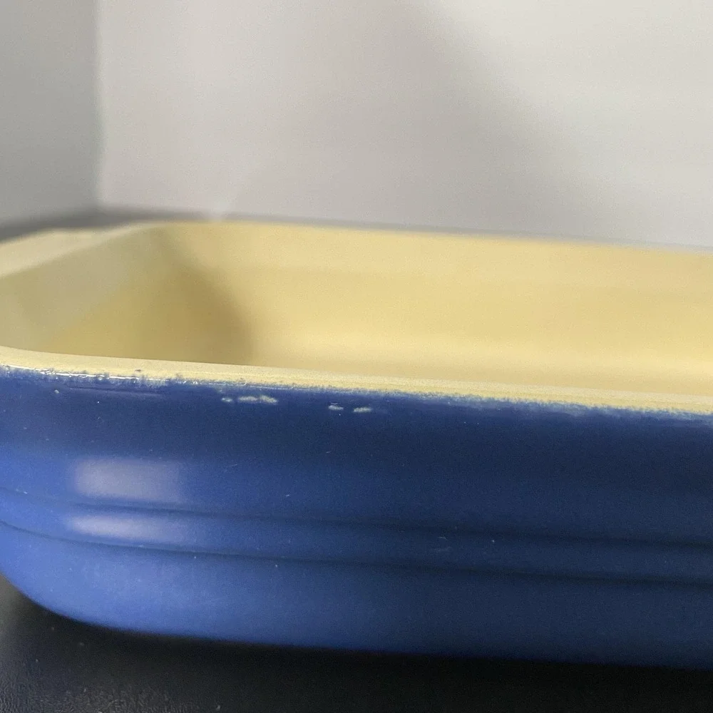 Le Creuset Rectangular Baking Dish 10x7x2 Blue Ceramic Pan France‎ Bakeware